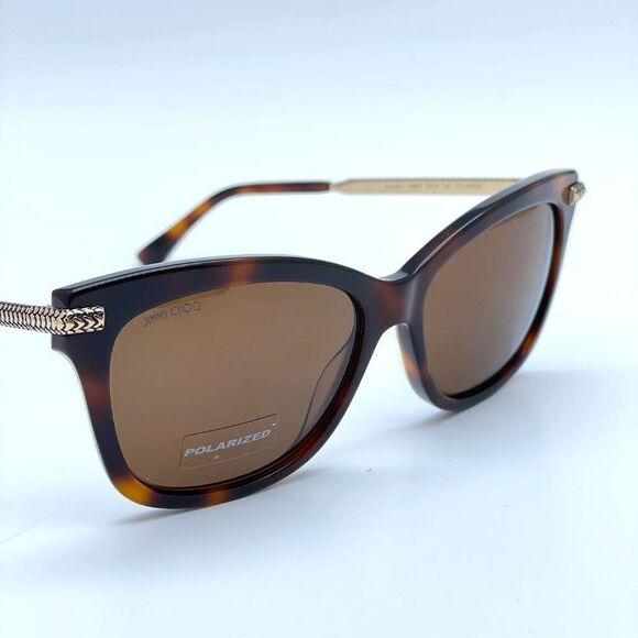 NEW JIMMY CHOO Shade/S C9B POLARIZED Havana Women Sunglasses - Picture 4 of 8